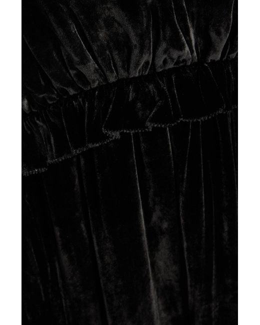 Ulla Johnson Black Lavinia Ruffled Velvet Gown