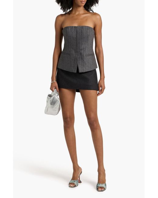 A.L.C. Black Skirt-Effect Wool-Blend Flannel Shorts