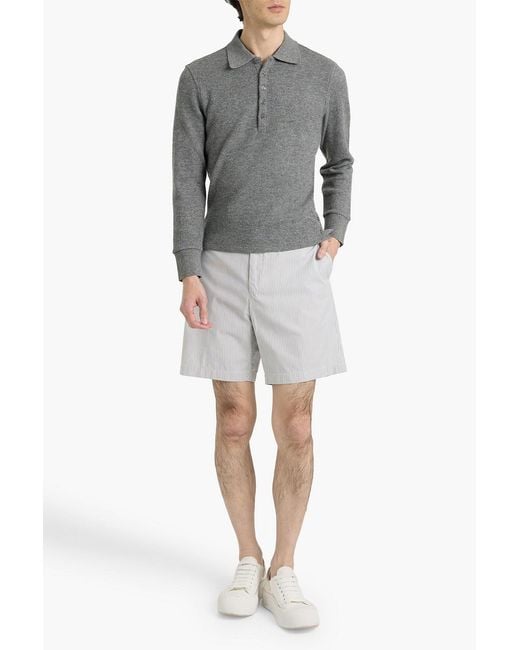 Thom Browne White Pinstriped Cotton-ottoman Shorts for men