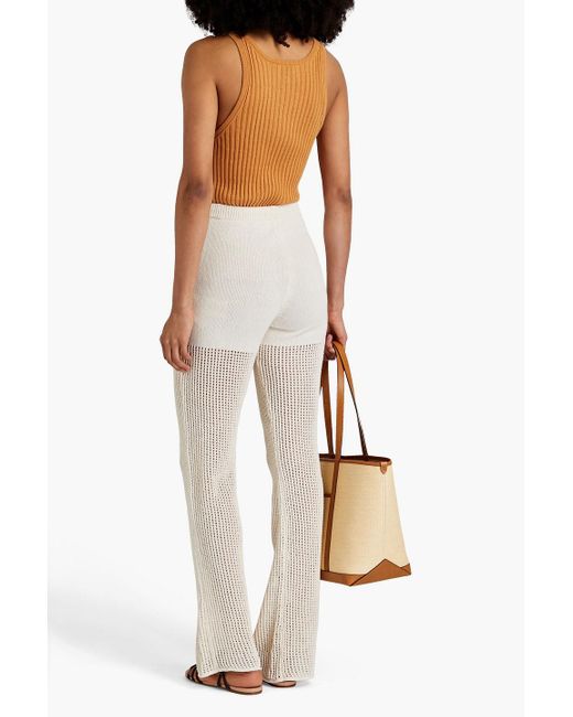 Nanushka White Kaela Crochet-knit Cotton-blend Flared Pants