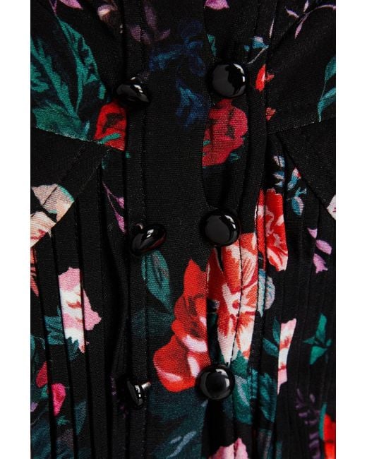 Rabanne Black Floral-print Broderie Anglaise Mini Dress