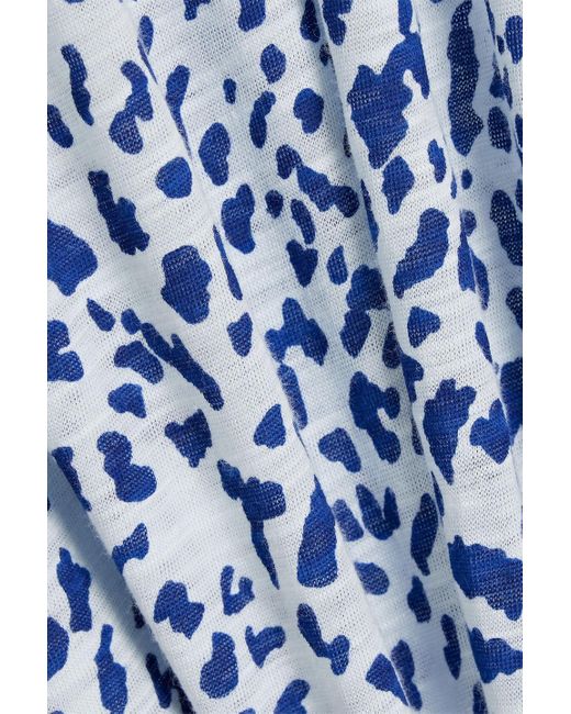 Proenza Schouler Blue Oberteil aus baumwoll-jersey mit flammgarneffekt und leopardenprint