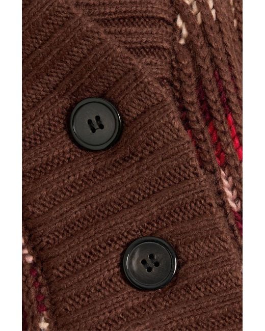 Farm Rio Brown Striped Ribbed-Knit Cardigan