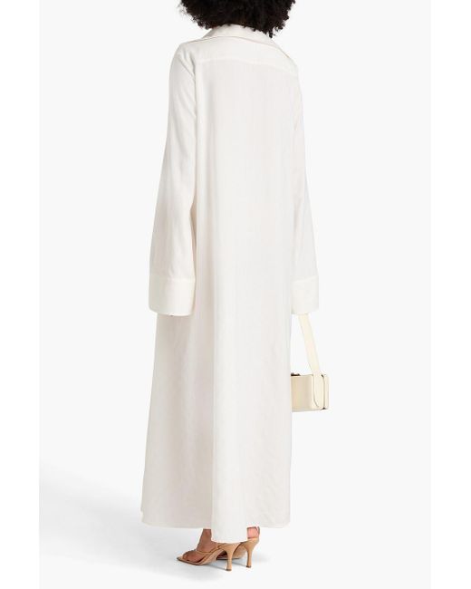 Palmer//Harding White Integrity maxikleid aus twill aus einer lyocell-leinenmischung mit gürtel
