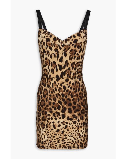 Dolce & Gabbana Multicolor Leopard-Print Silk-Blend Mini Dress