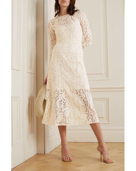 Zimmermann Devi Cotton-blend Guipure Lace Midi Dress in Natural | Lyst Zimmermann Devi Cotton-blend Guipure Lace Midi Dress in Natural | Lyst