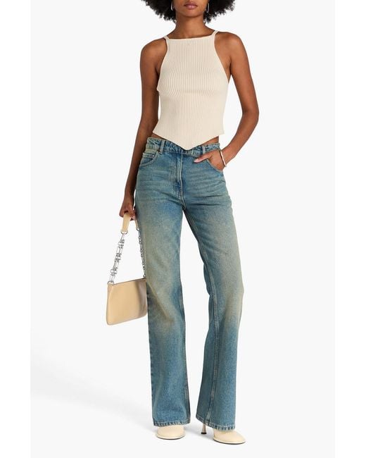 Courreges Natural Ribbed-knit Top