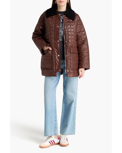 Ganni Brown Quilted Shell Jacket