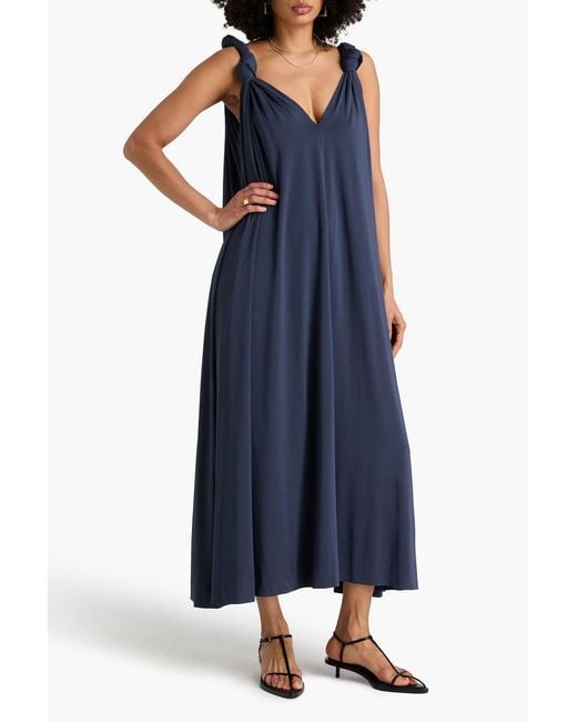 Jil Sander Blue Knotted Jersey Maxi Dress