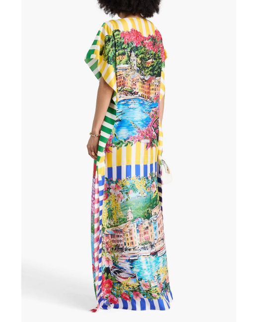 Dolce & Gabbana White Bedruckter kaftan aus seiden-twill