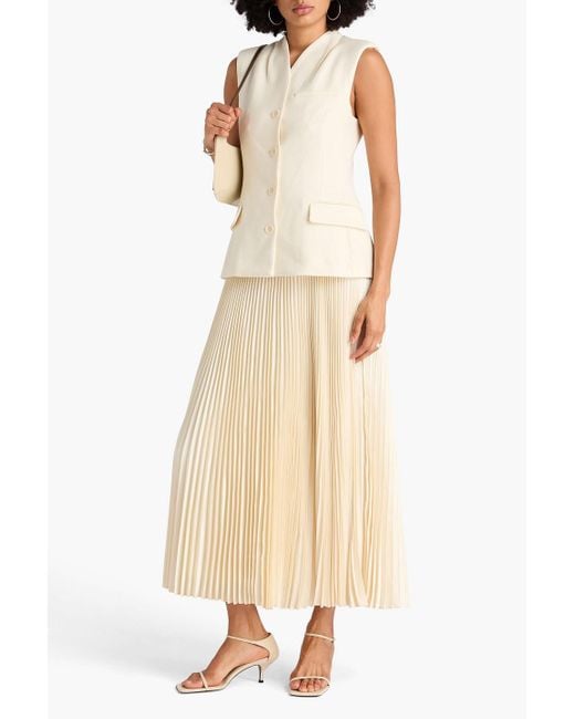 Jonathan Simkhai Natural Georgina Layered Satin And Twill Midi Dress