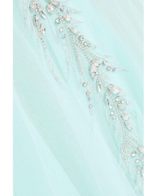 Badgley Mischka Blue Embellished Tulle Gown