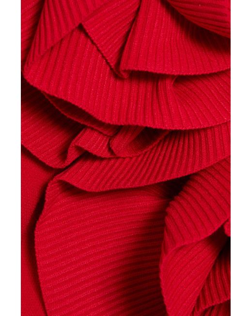 Magda Butrym Red Mini-strickrock mit floralen applikationen