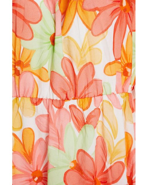 Sundress Orange Gaelle maxikleid aus baumwolle mit floralem print