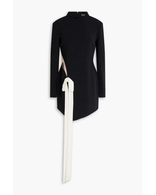 David Koma Black Minikleid aus crêpe mit tüllbesatz und schleife