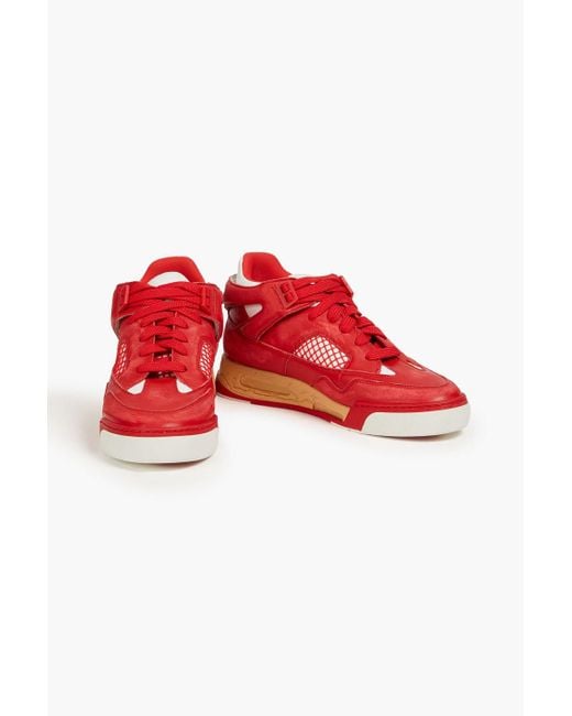 Maison Margiela Red Distressed Leather High-top Sneakers for men