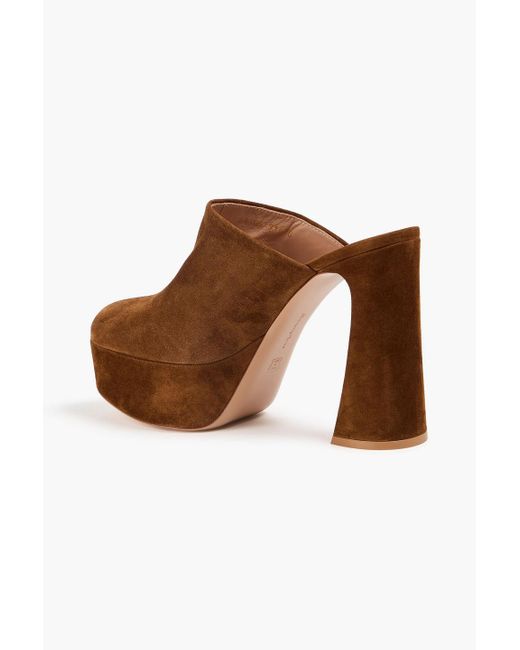 Gianvito Rossi Brown 'Lyss' Suede Platform Mules