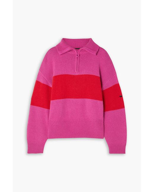 Goldbergh Pink Jules Two-tone Knitted Half-zip Sweater