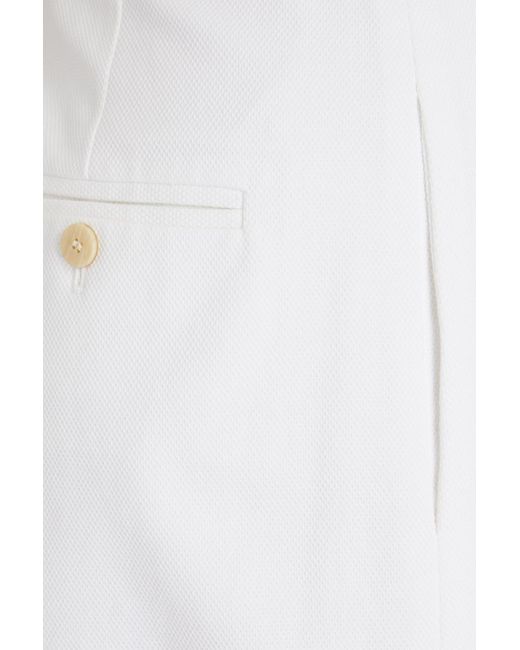 Theory White Cotton-blend Piqué Shorts