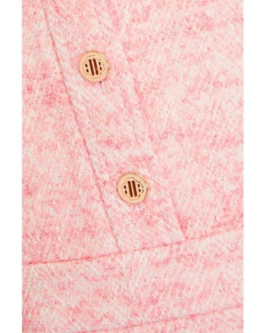 Maje Pink Bouclé-tweed Mini Dress