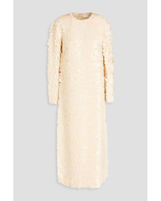 Zimmermann Natural Sequined Silk-Organza Midi Dress