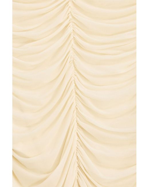 Magda Butrym White Floral-Appliquéd Ruched Stretch-Jersey Midi Dress