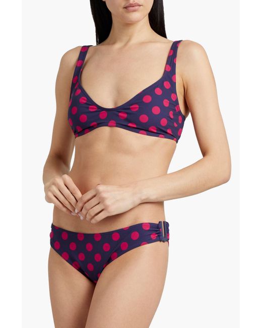 Zimmermann Purple Tief sitzendes bikini-höschen mit ringdetails und polka-dots