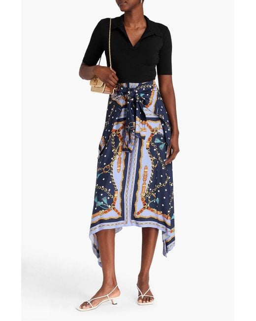 Maje Black Jersey-Paneled Printed Washed Mousseline Midi Dress