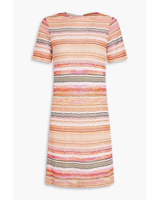 Missoni Pink Metallic Crochet-Knit Mini Dress