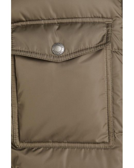 Tom Ford Brown Leather-Trimmed Quilted Padded Shell Down Jacket for men