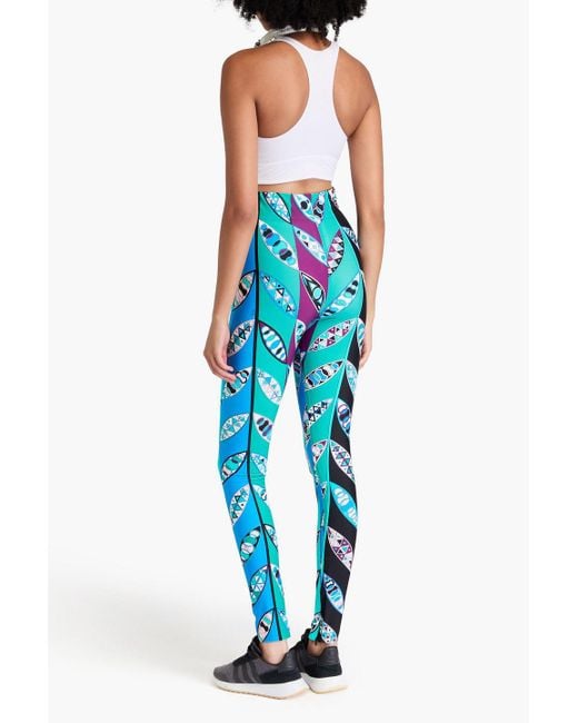 Emilio Pucci Blue Printed Stretch leggings