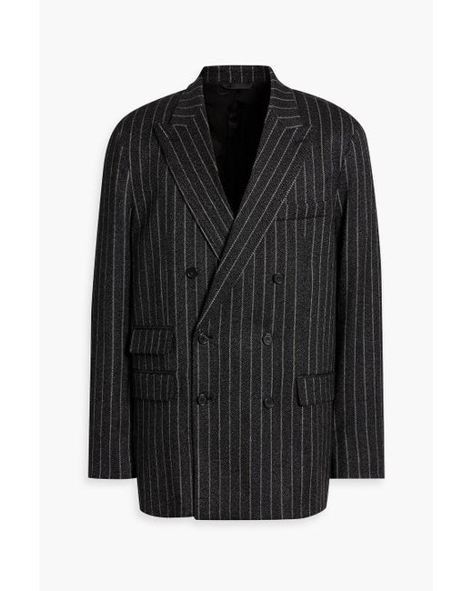 Acne Black Double-breasted Pinstriped Wool-blend Blazer for men
