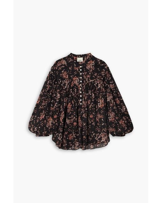 Isabel Marant Black Kiledia Printed Cotton And Silk-Blend Crepe Blouse