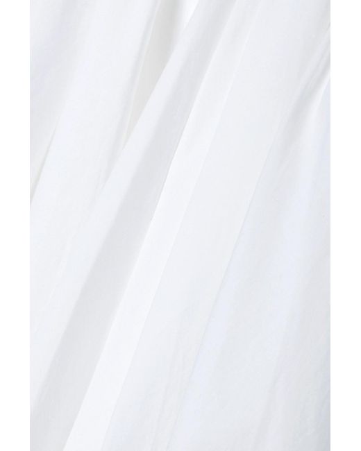 Khaite White Jorja Layered Pleated Cotton-poplin Mini Wrap Skirt