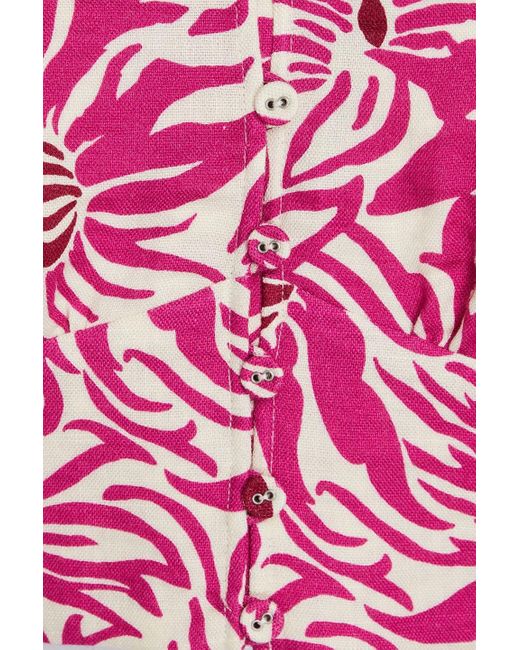 Diane von Furstenberg Pink Dover cropped oberteil aus canvas mit floralem print