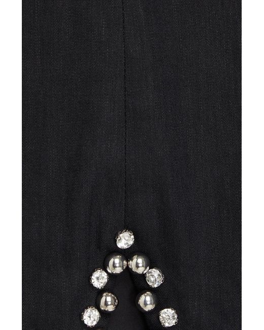Jonathan Simkhai Black Azzura Embellished Linen-blend Mini Dress