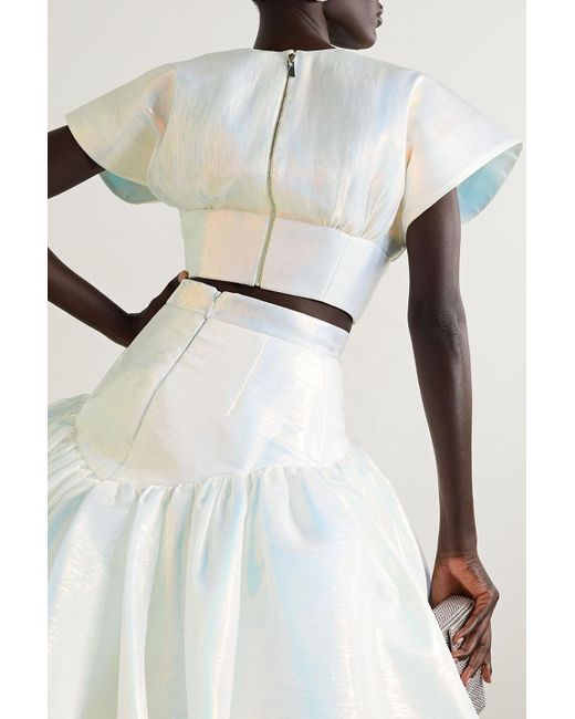 Christopher John Rogers Blue Changierendes cropped oberteil aus strukturiertem organza