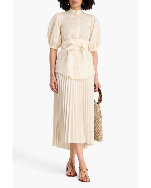 Zimmermann Natural Belted Linen Shirt