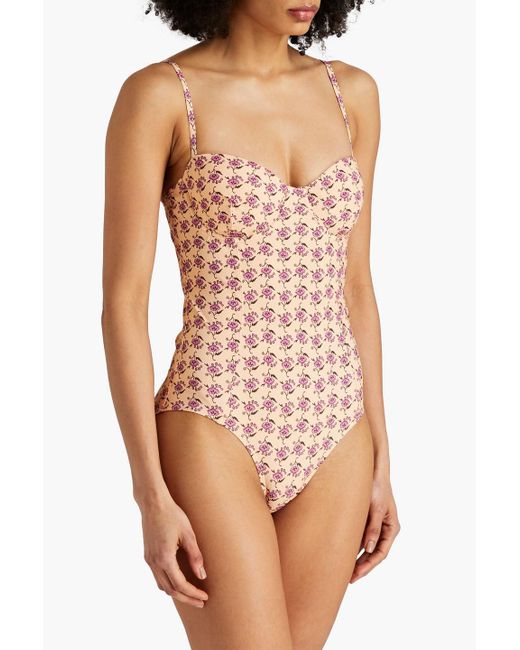 Tory Burch Pink Floral-print Swimsuit