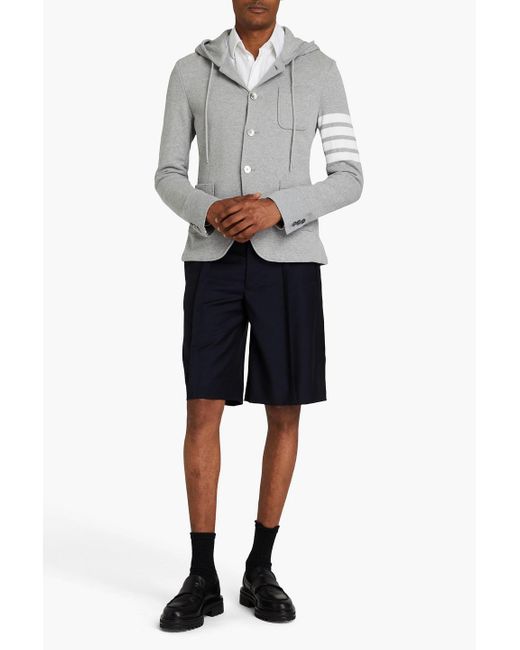 Thom Browne Gray Striped French Cotton-terry Hooded Blazer for men