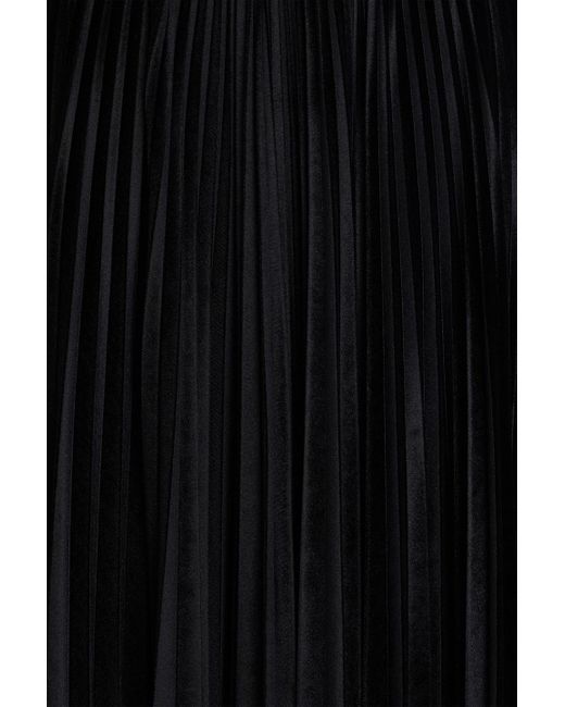 Valentino Garavani Black Lace-trimmed Velvet Midi Skirt