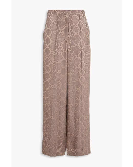 Jonathan Simkhai Brown Hose "kyra" mit weitem bein aus glänzendem jacquard mit schlangenprint