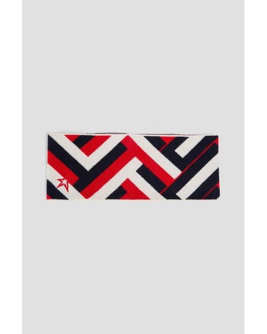 Perfect Moment Red Jacquard-Knit Wool-Blend Headband
