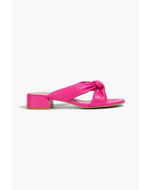 Stuart Weitzman Pink Playa 35 Knotted Leather Mules