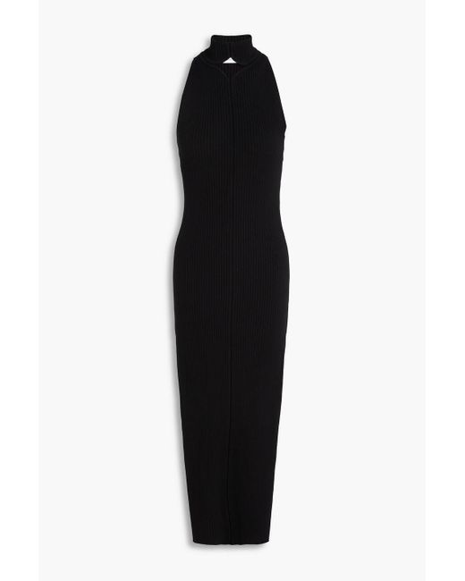 Courreges Black Cutout Ribbed-Knit Maxi Dress