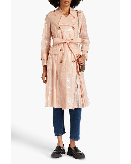 RED Valentino Natural Double-breasted Coated Point D'esprit Trench Coat
