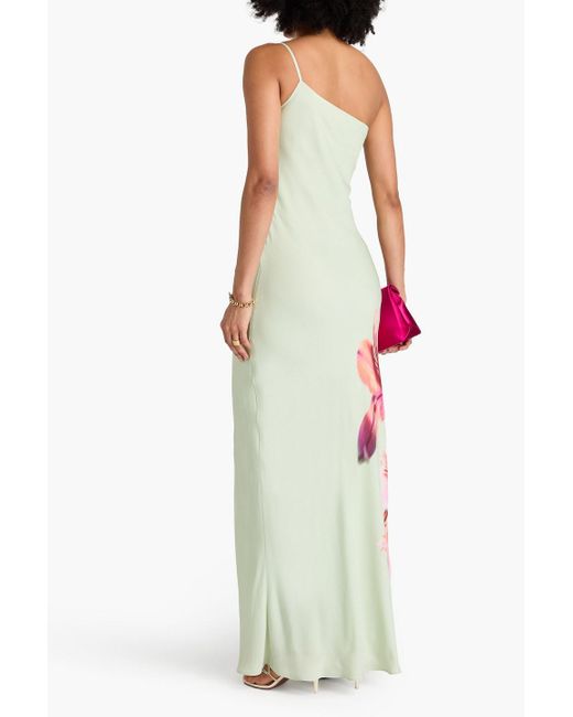 10 Crosby Derek Lam White Milou One-shoulder Floral-print Crepe Gown