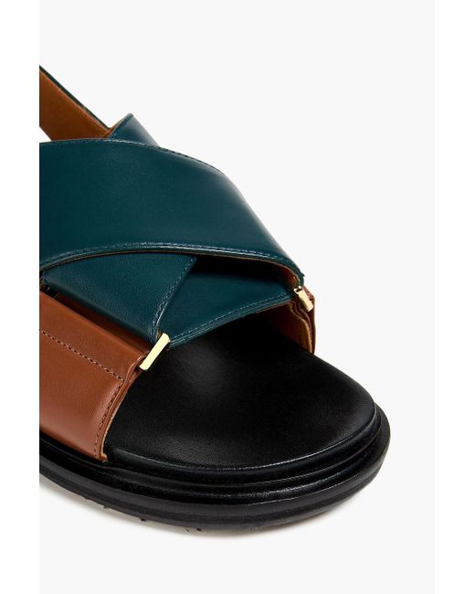 Marni Blue Zweifarbige slingback-sandalen aus leder