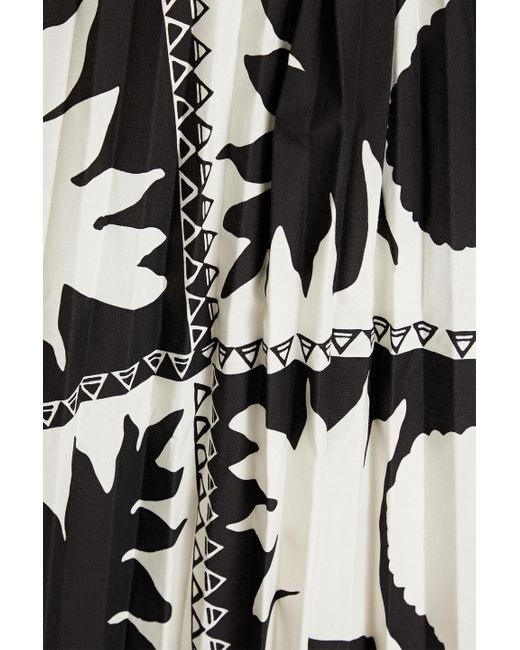 RED Valentino Black Pleated Printed Woven Top