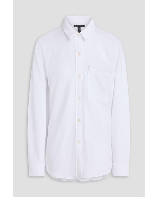 Eileen Fisher White French Cotton-Terry Shirt